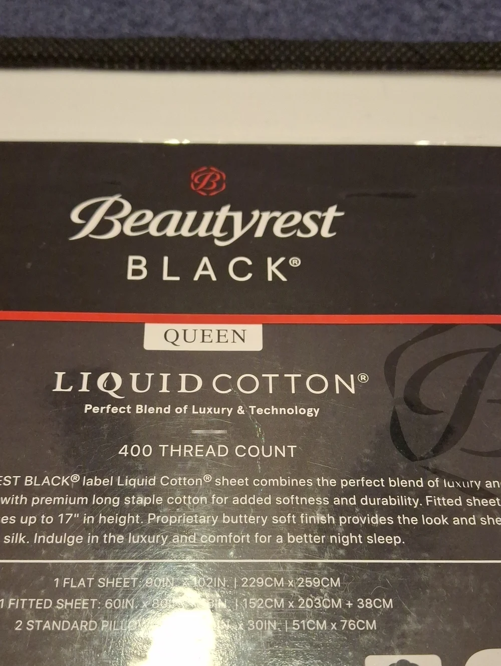 Beautyrest Black  -White Flat Sheet Only. Queen Size.